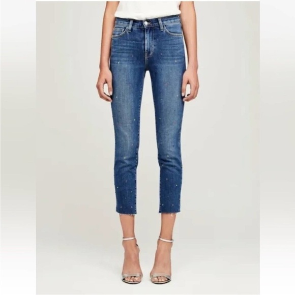 L’AGENCE El Matador High Rise Raw Hem Jeans 25 in Dev Wash cropped - Picture 2 of 16